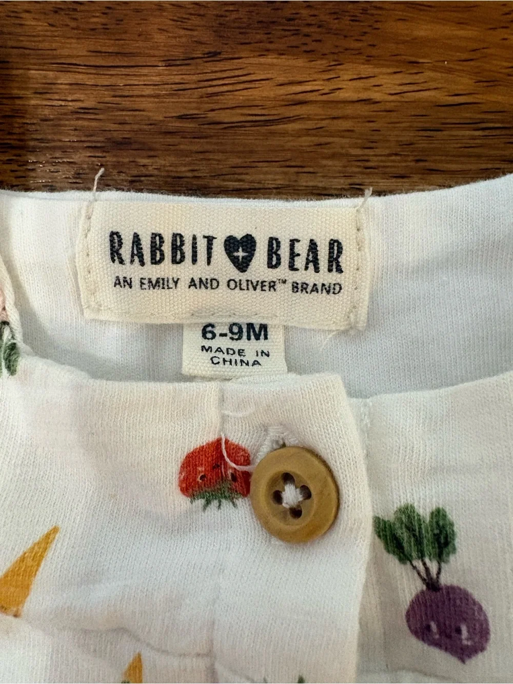 Rabbit +Bear White Vegetable Print Romper